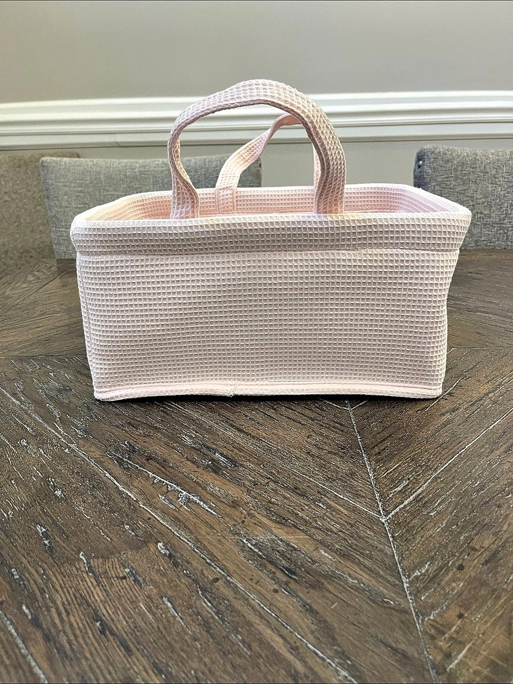 Cloud Island Pink Waffle Weave Diaper Caddy